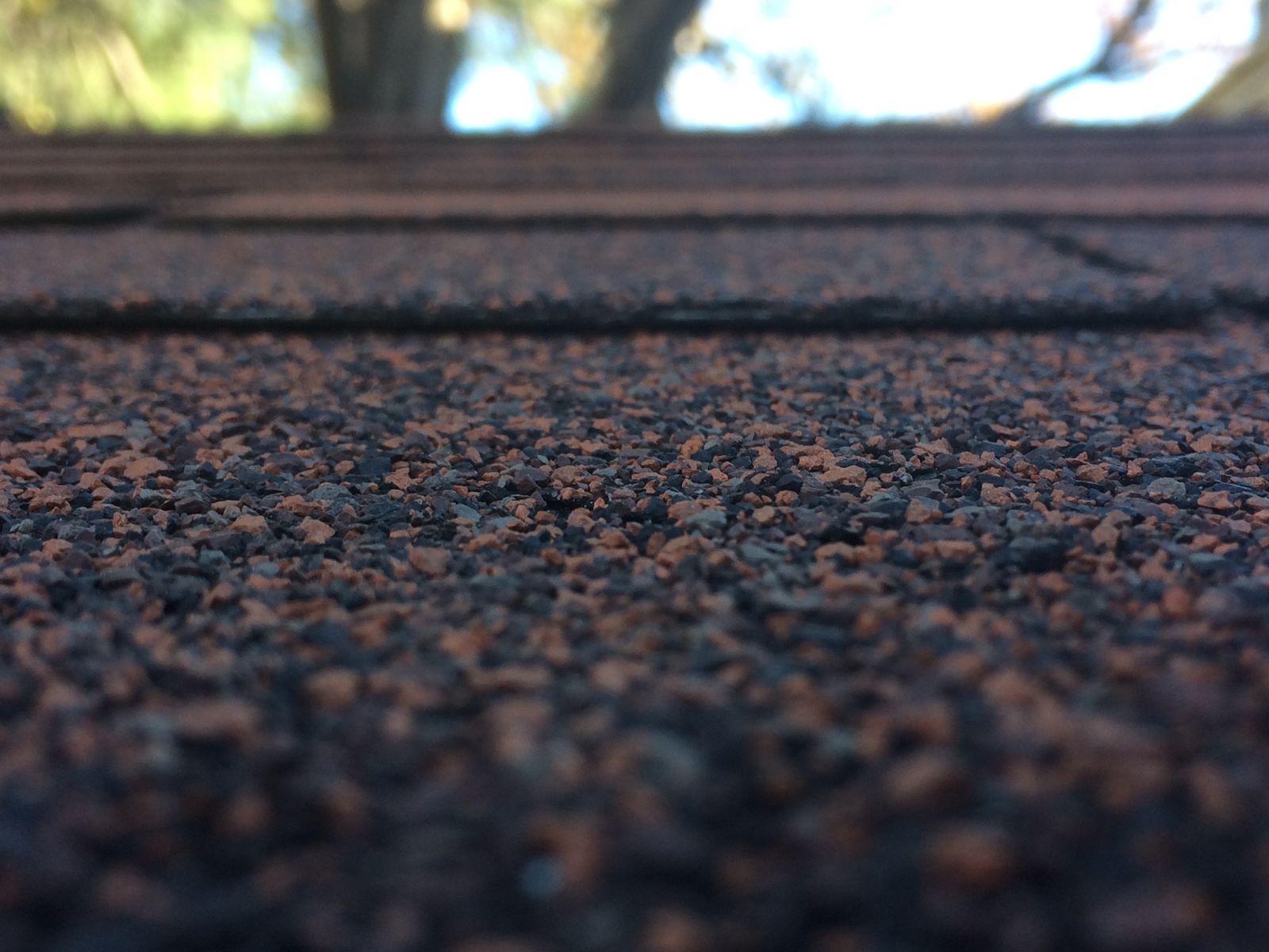 Granule surface of an asphalt shingle up close